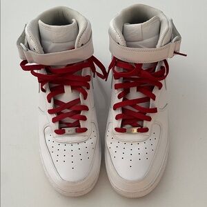 Nike Jordans Air Force 1 Men's White and Red Athletic Shoes Size 13